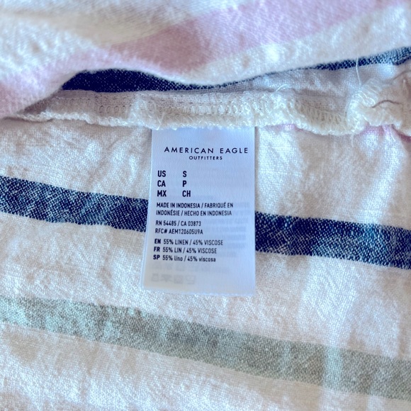 American Eagle Women's multi-colored striped cropped button up shirt - Picture 7 of 9